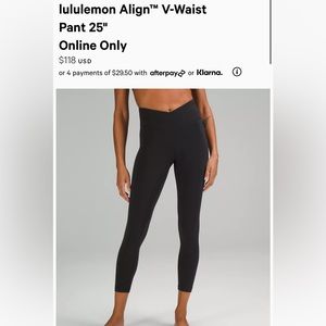lululemon Align™ V-Waist Pant 25" black